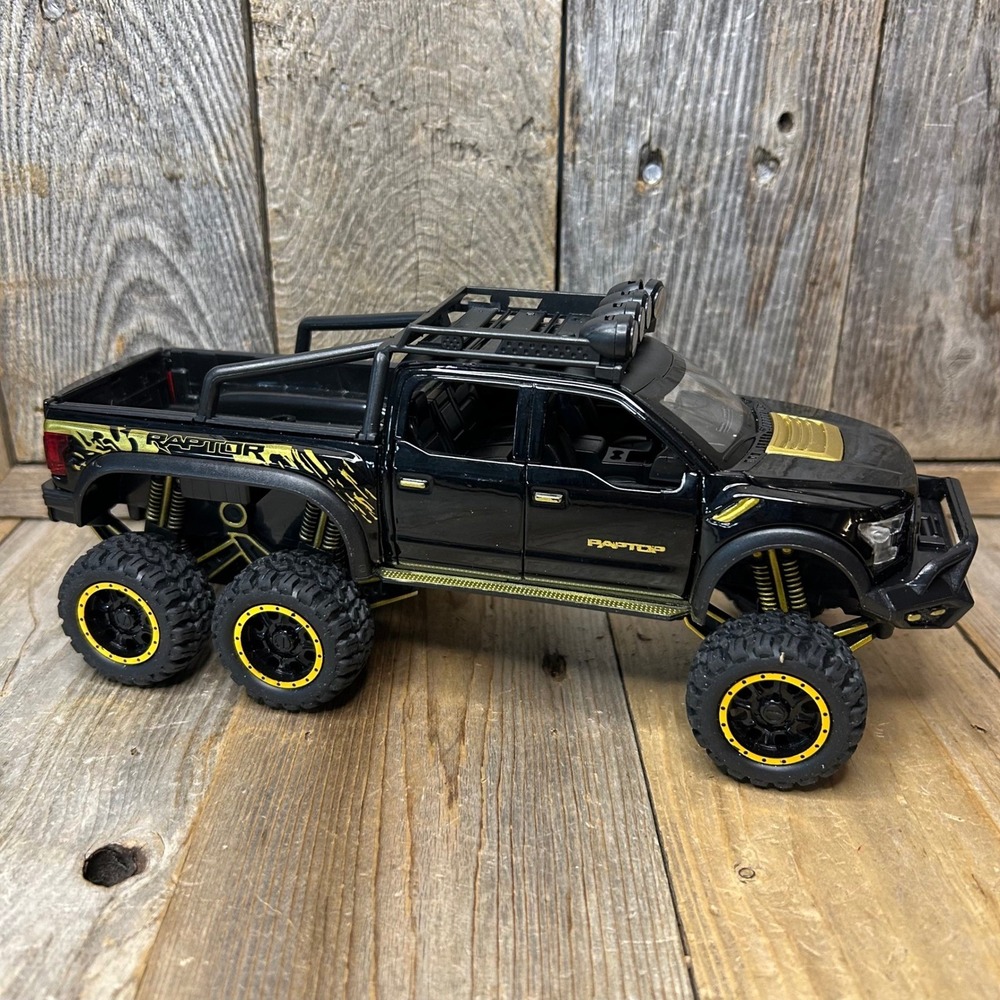 Ford Raptor 6x6 Diecast Truck Black Gold‎ Beast PPTOP 1:28 Lights & Sound